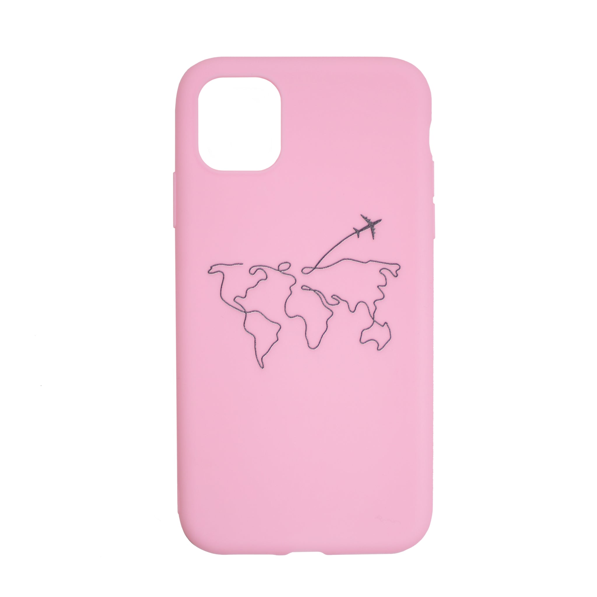 Forros para Celular con el Mapa Mundial Dibujado Rosado para Iphone 11