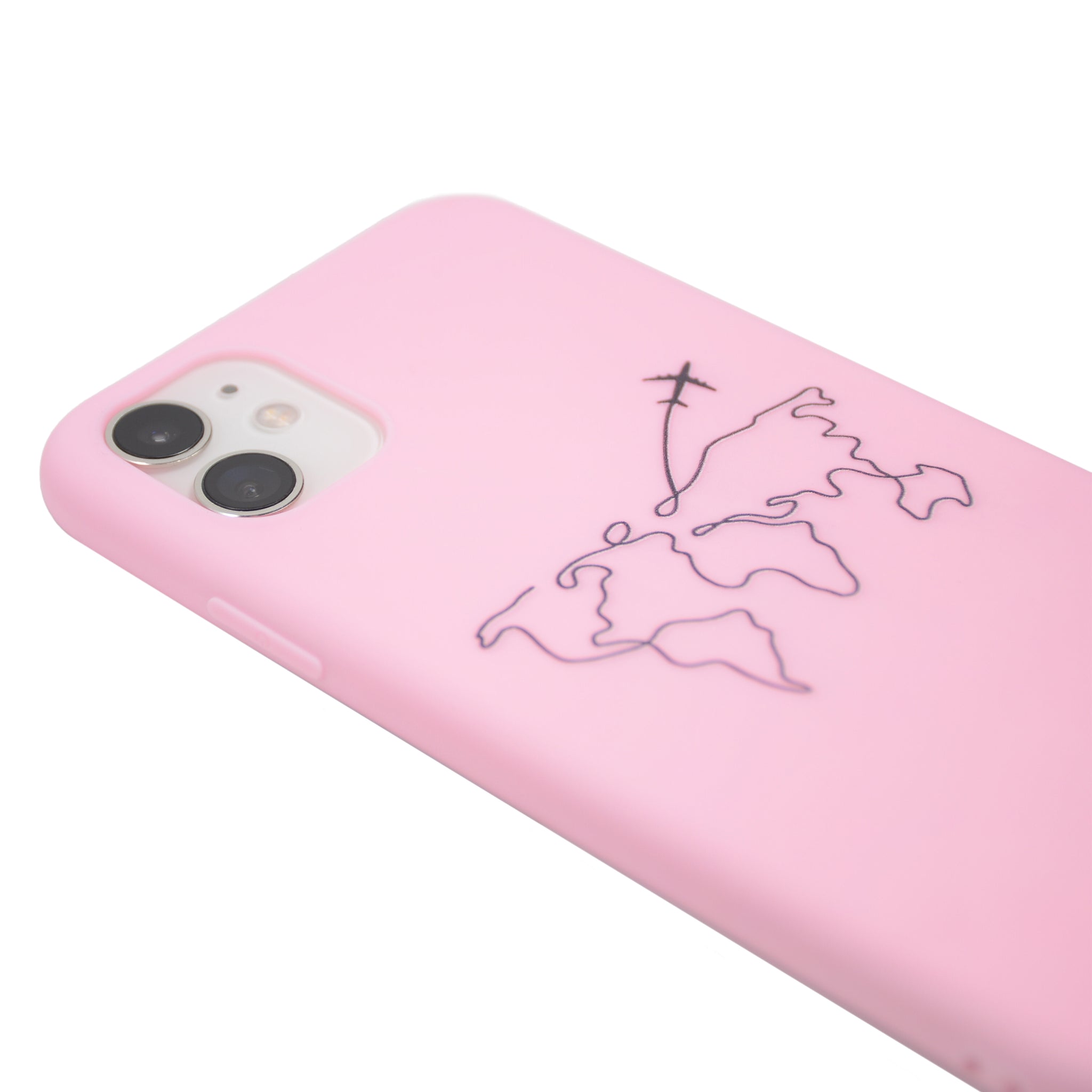 Forros para Celular con el Mapa Mundial Dibujado Rosado para Iphone 11