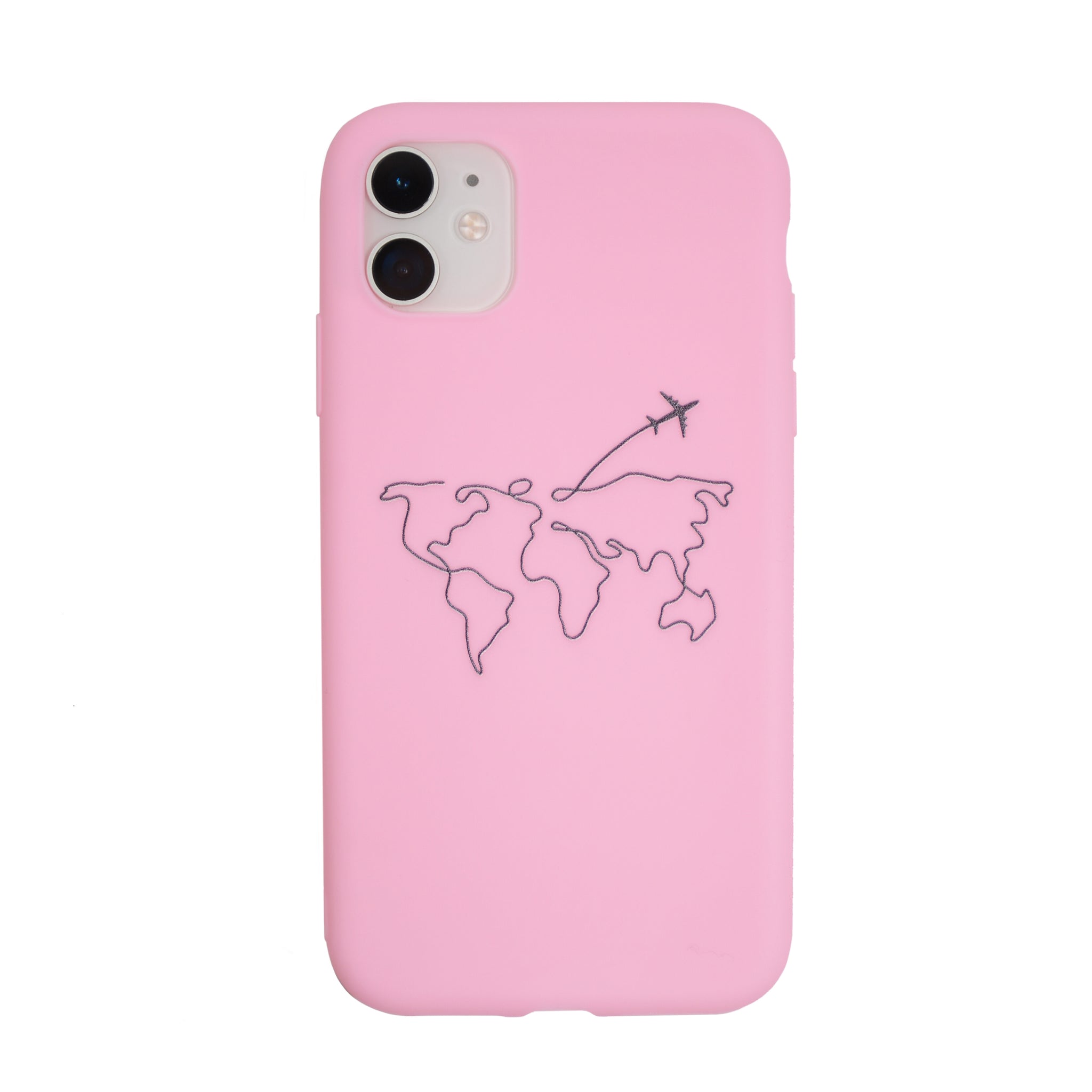 Forros para Celular con el Mapa Mundial Dibujado Rosado para Iphone 11