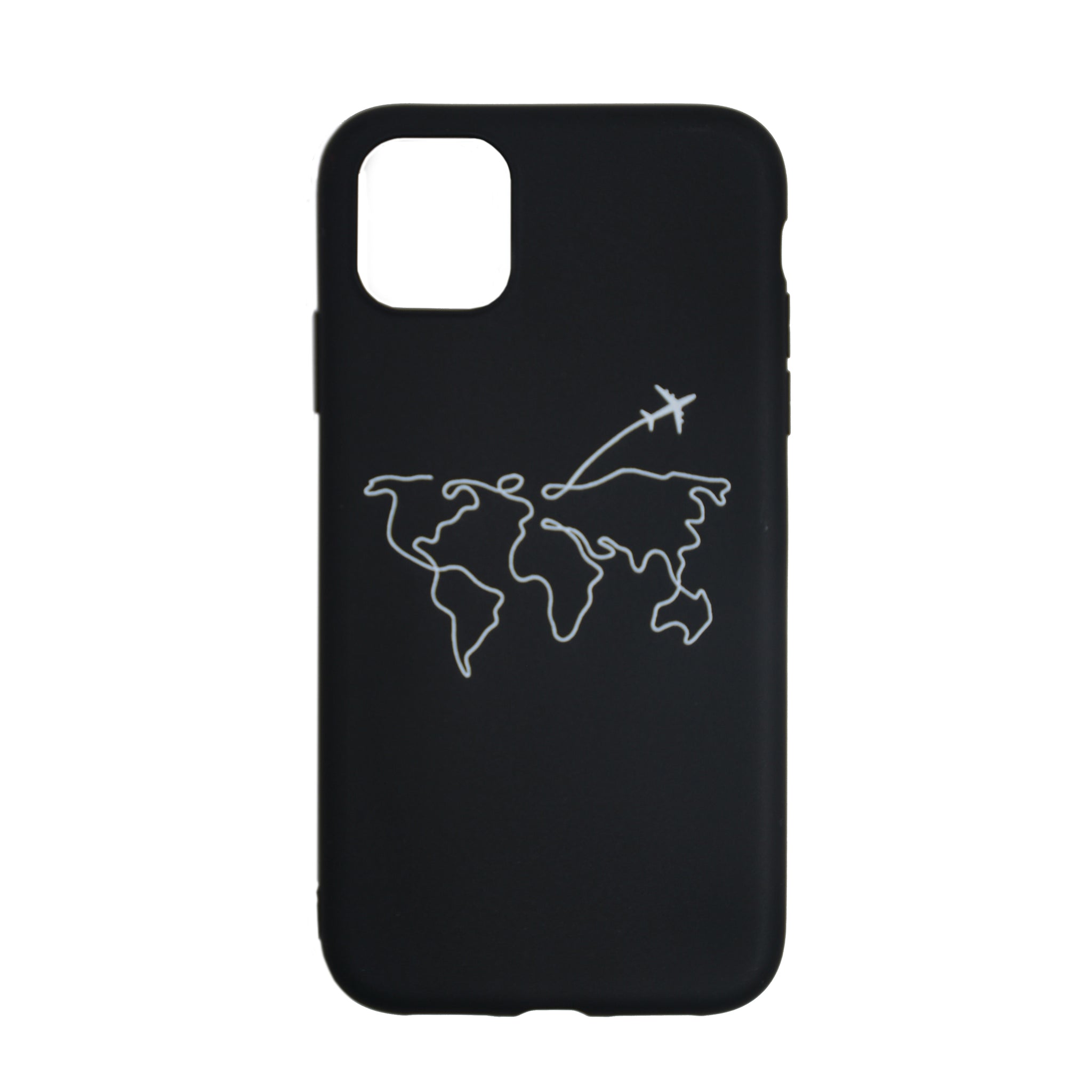 Forros para Celular con el Mapa mundial Dibujado Color Negro para IPhone 11