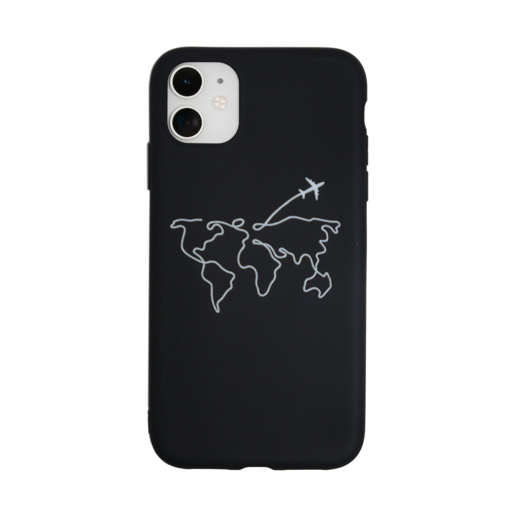 Forros para Celular con el Mapa mundial Dibujado Color Negro para IPhone 11